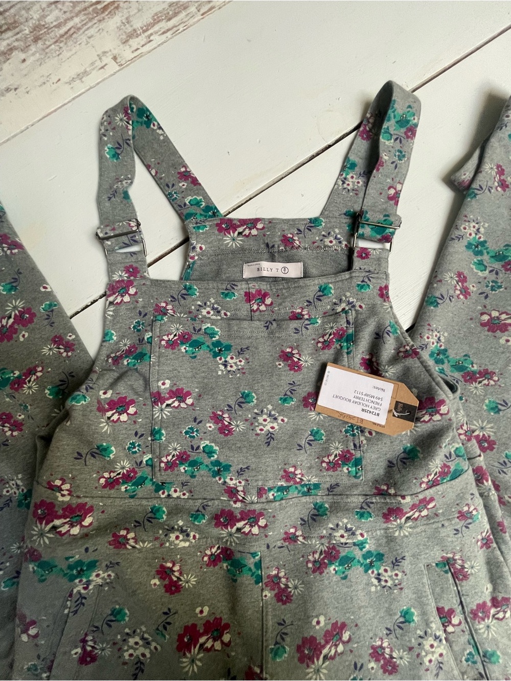 NWT Billy T floral overall size S/M Stretch soft fabric
